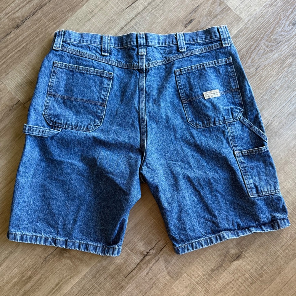 Wrangler Mens Blue Denim Carpenter Shorts 40 Reg 64WC2DI Hammer Loop Utility